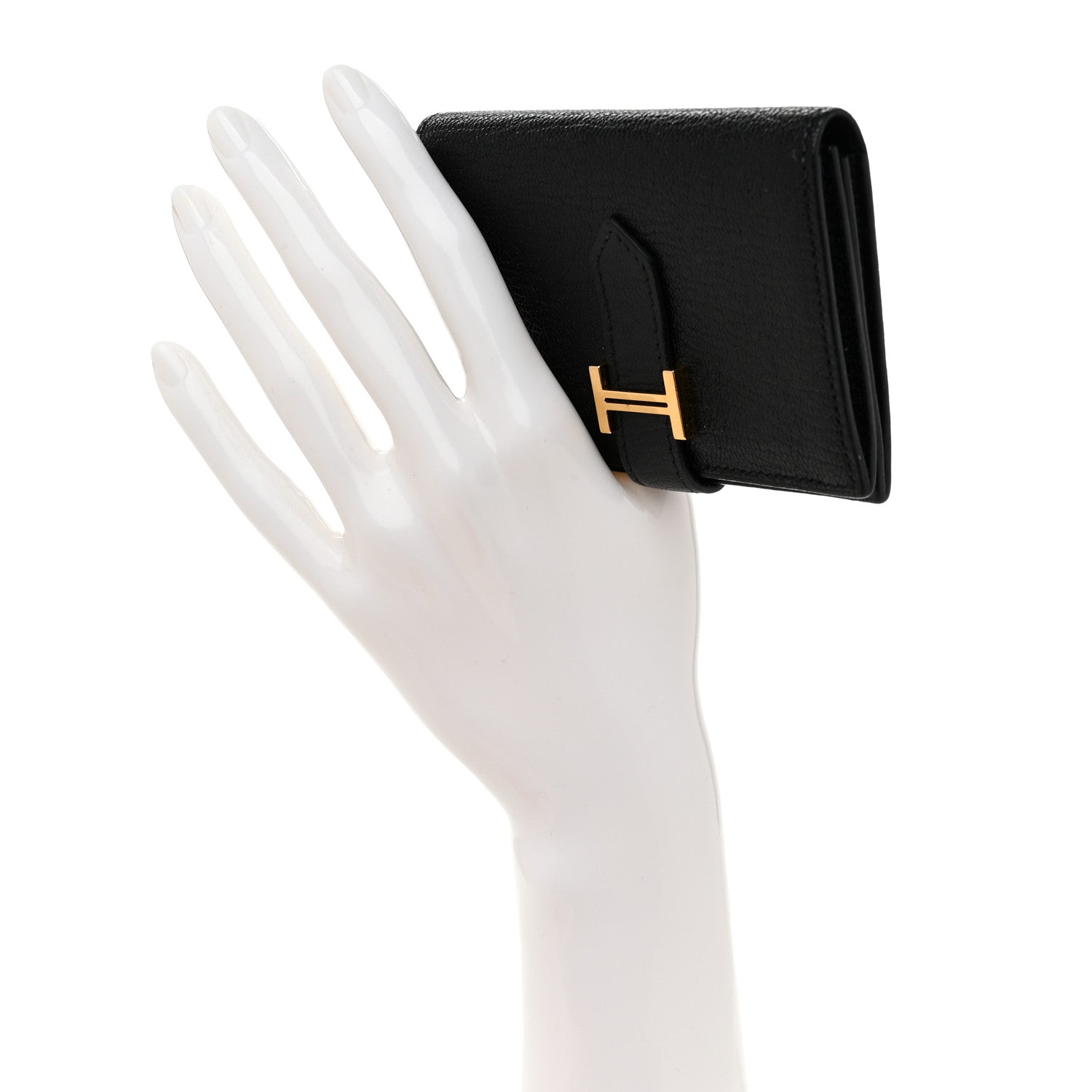 Hermes Chevre Mysore Bearn Card Holder Wallet Black 2 of 8