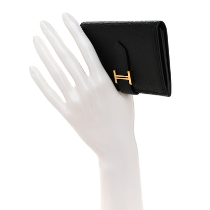 Hermes Chevre Mysore Bearn Card Holder Wallet Black 2 of 8