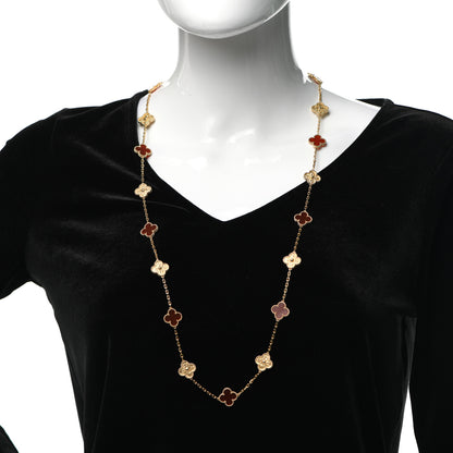Van Cleef & Arpels 18K Yellow Gold Carnelian 20 Motifs Vintage Alhambra Special Edition Necklace 2 of 6
