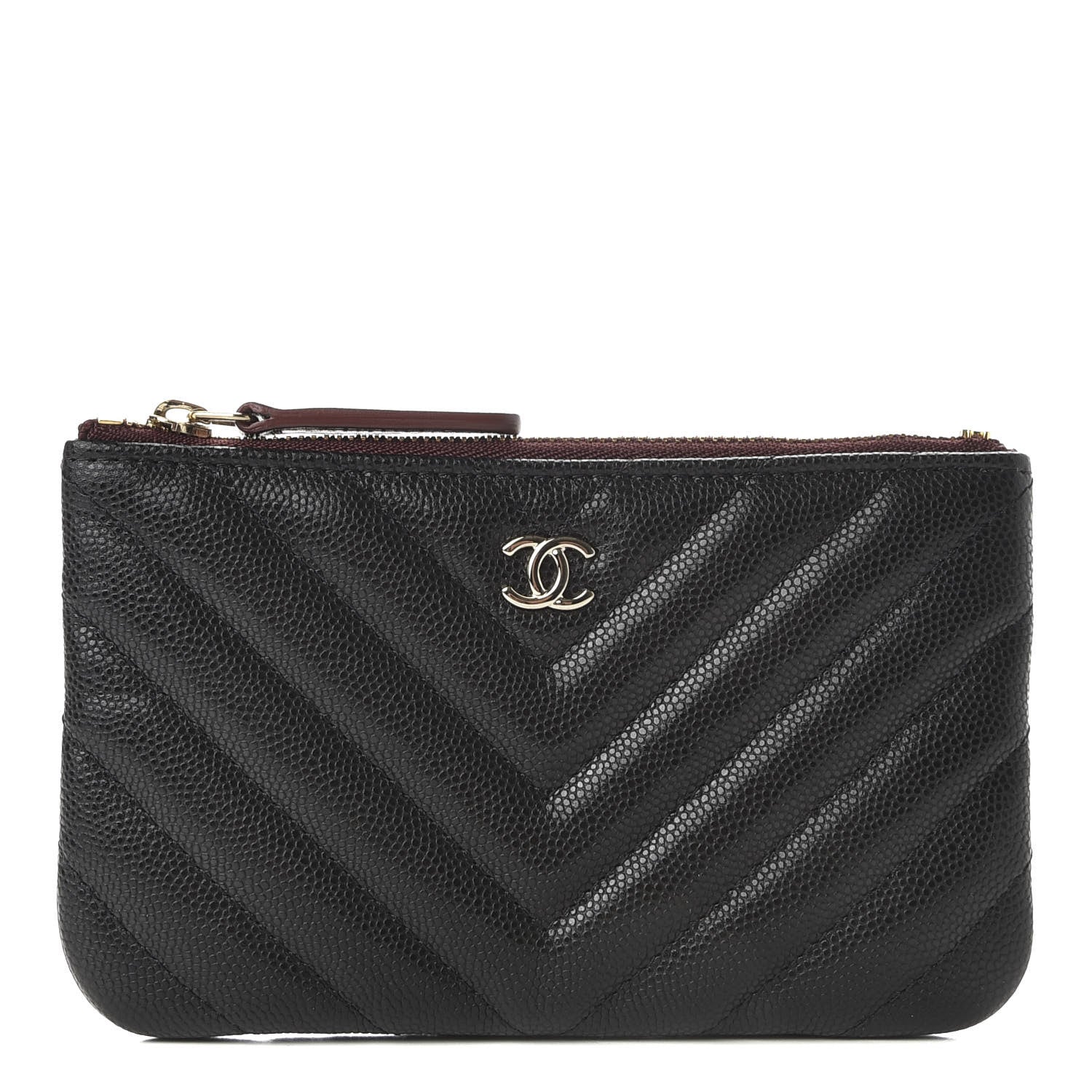 Chanel Caviar Chevron Quilted Small Cosmetic Case Black 1 of 8