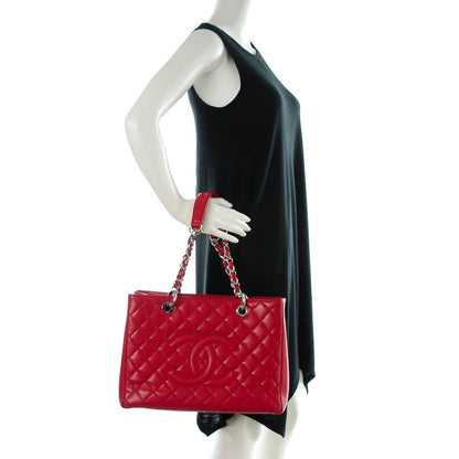 Chanel Caviar Quilted Grand Shopping Tote GST Red 2 of 7