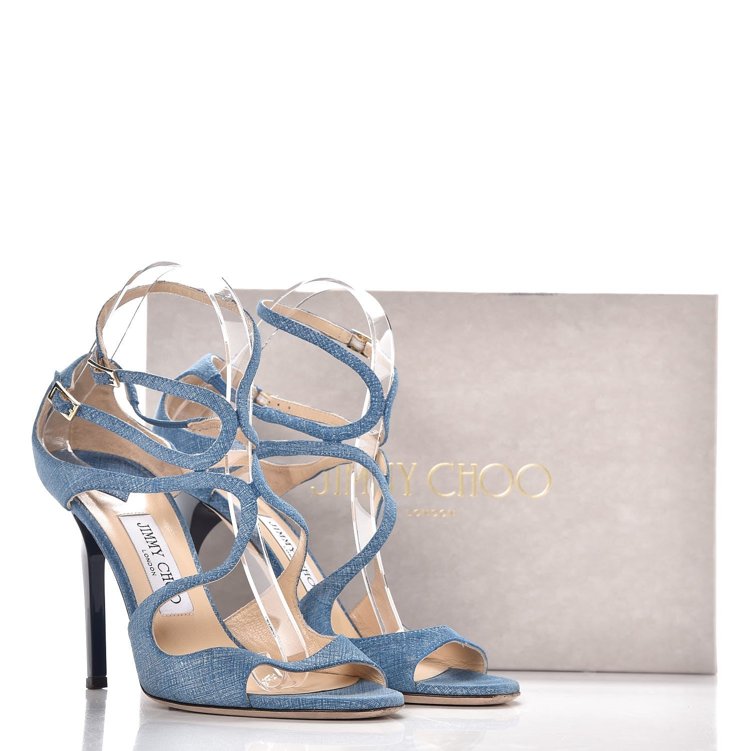 Jimmy Choo Denim Lang Sandals 38.5 Blue 15 of 15
