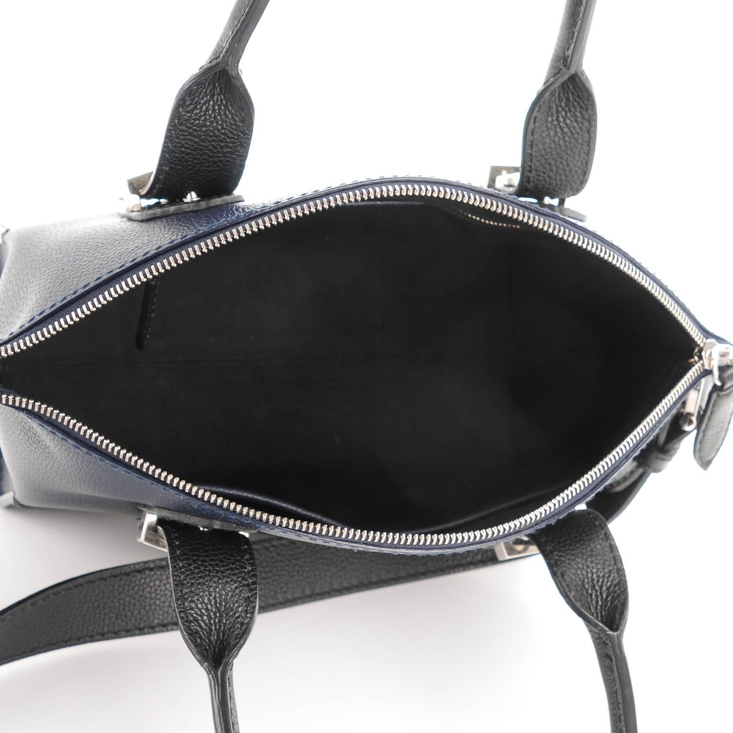Grained Calfskin Small Bi-Color Legend Satchel Navy Black