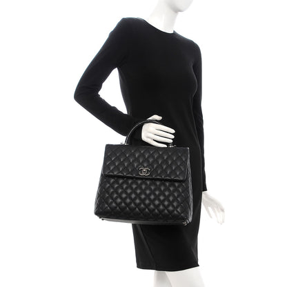 Chanel Caviar Lizard Quilted Large Coco Handle Flap Black 3 of 8