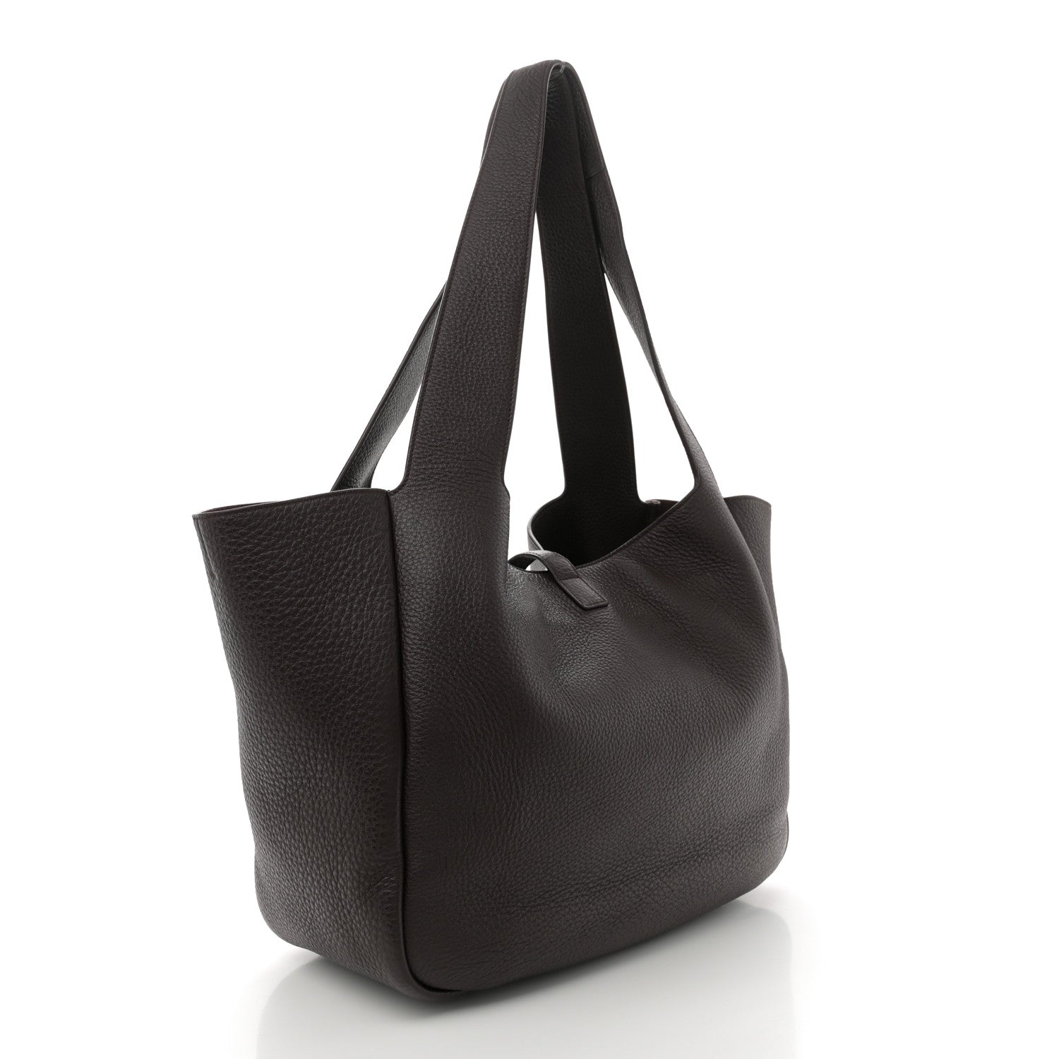 Saint Laurent Grained Deerskin Bea Tote Marron Fonce 3 of 11