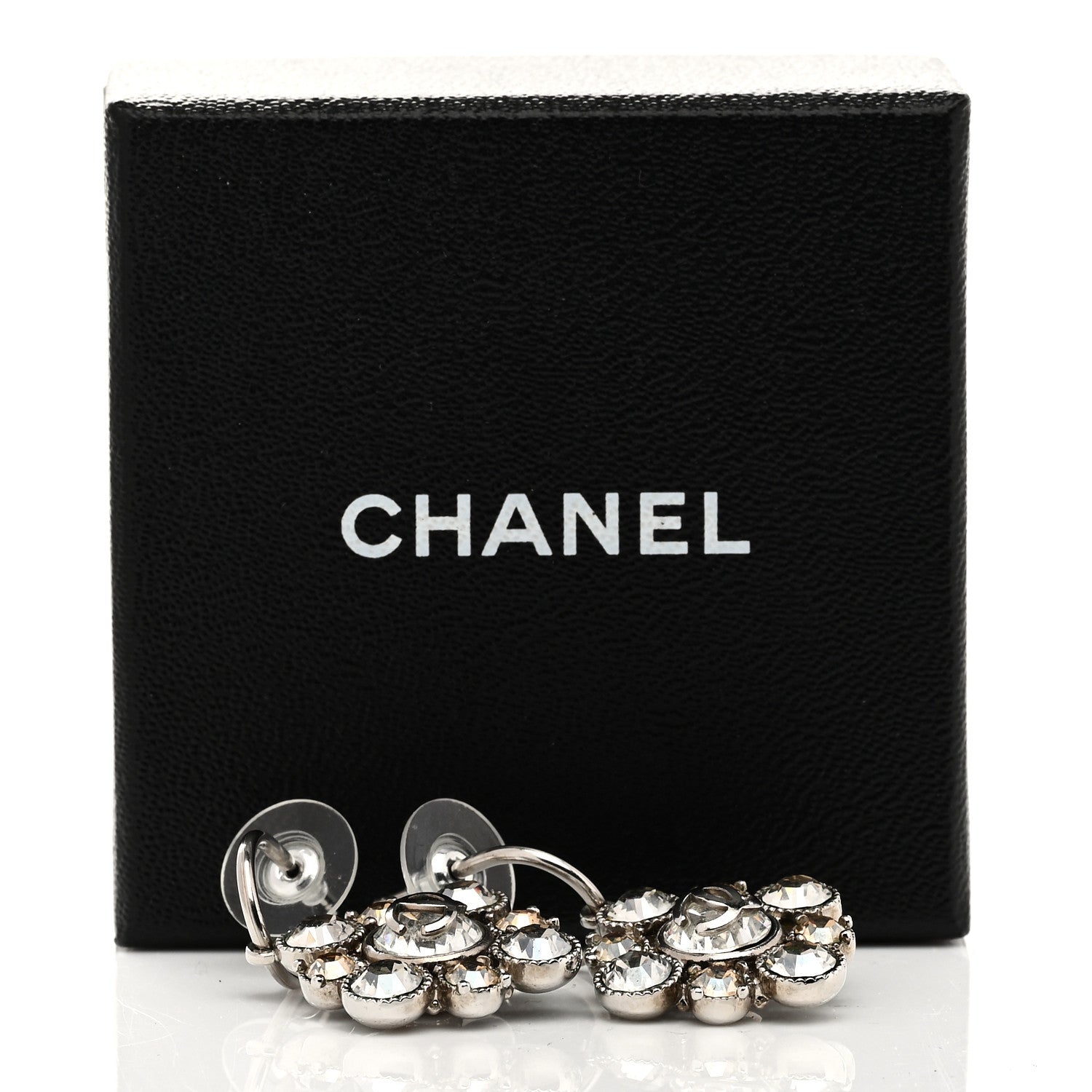 Chanel Crystal CC Dangle Earrings Silver 5 of 5