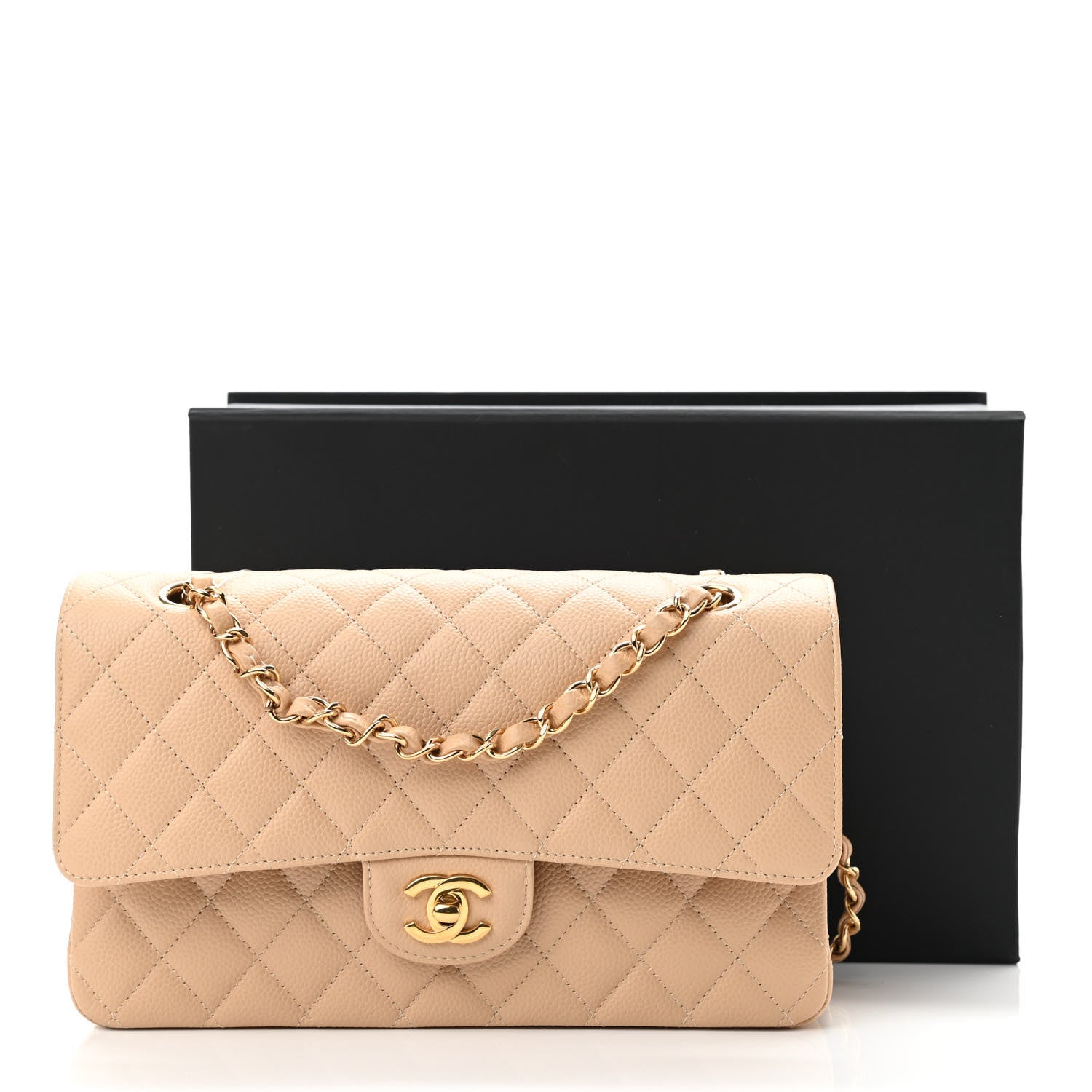 Chanel Caviar Quilted Medium Double Flap Beige 11 of 11