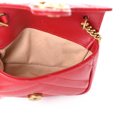 Gucci Calfskin Matelasse GG Marmont 2.0 Coin Purse On A Chain Hibiscus Red 5 of 6