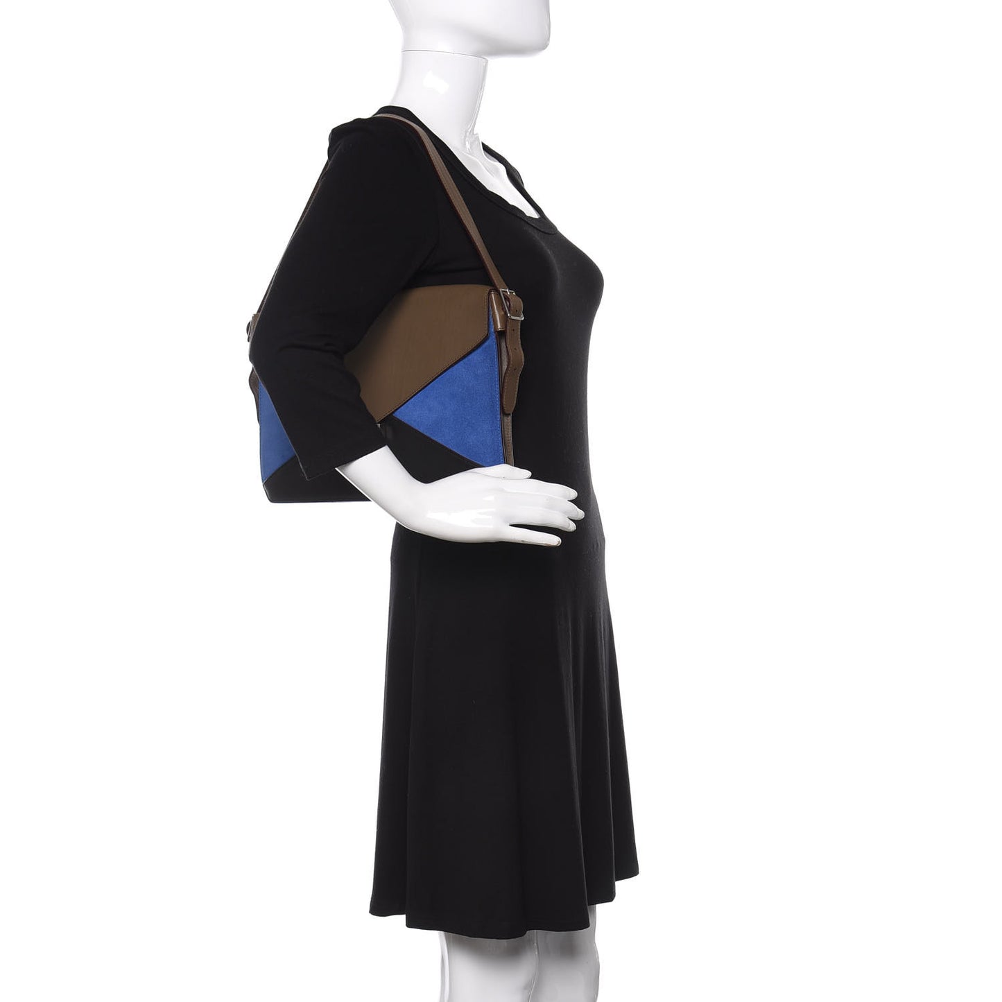 Smooth Calfskin Suede Medium Tri-Color Diamond Shoulder Bag Multi