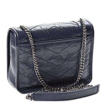 Saint Laurent Crinkled Calfskin Matelasse Monogram Niki Chain Wallet Deep Marine 2 of 9