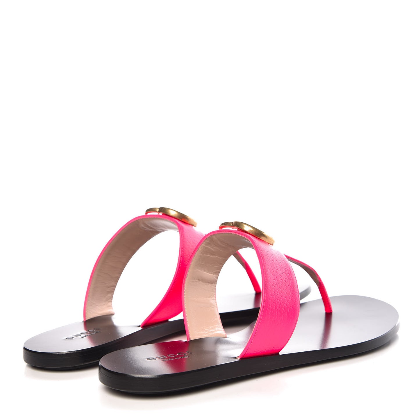 Calfskin GG Marmont Thong Sandals 38 Fuxia Fluo