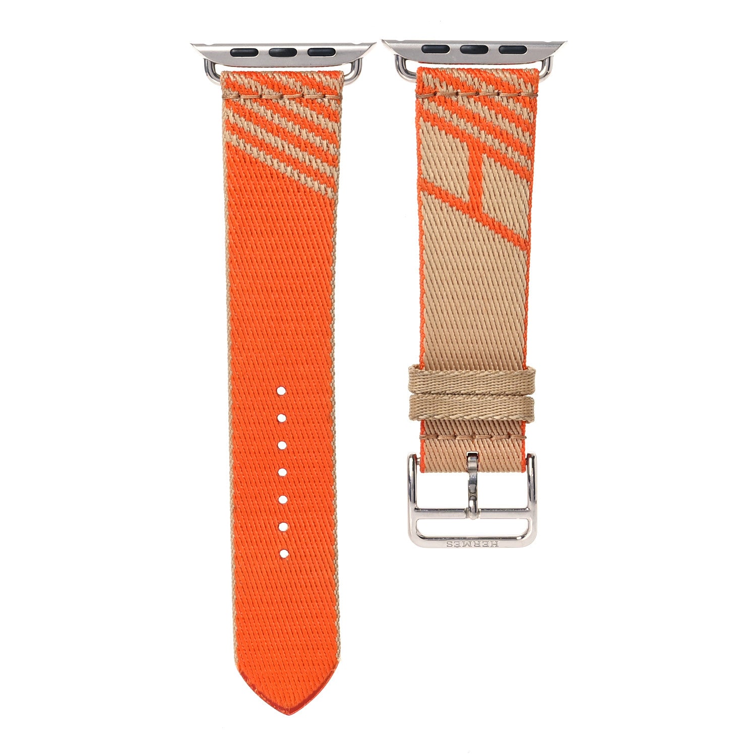 Hermes Nylon Weave Apple Watch Single Tour Band 44mm Kraft Orange 1 of 9