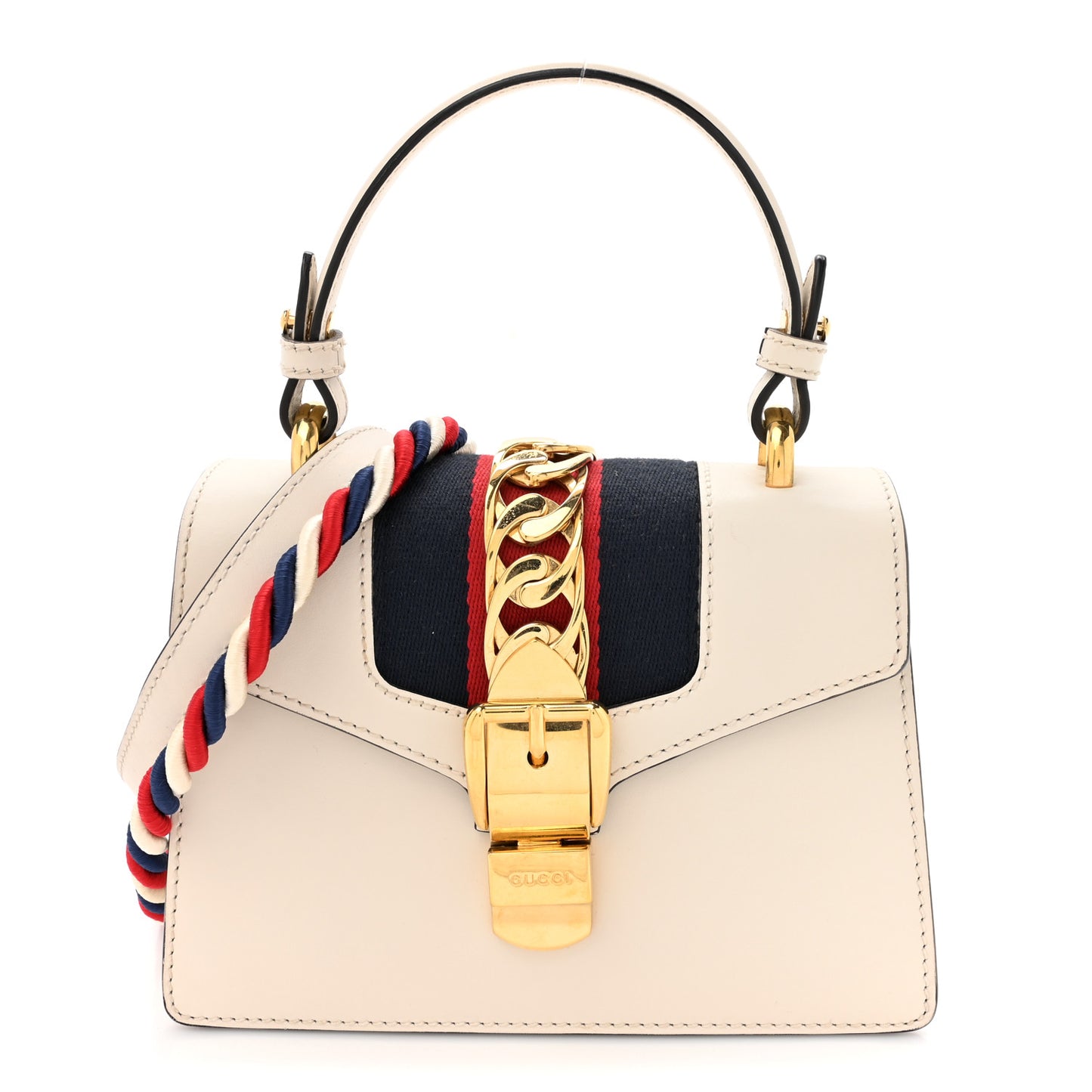 Calfskin Mini Sylvie Top Handle Bag White