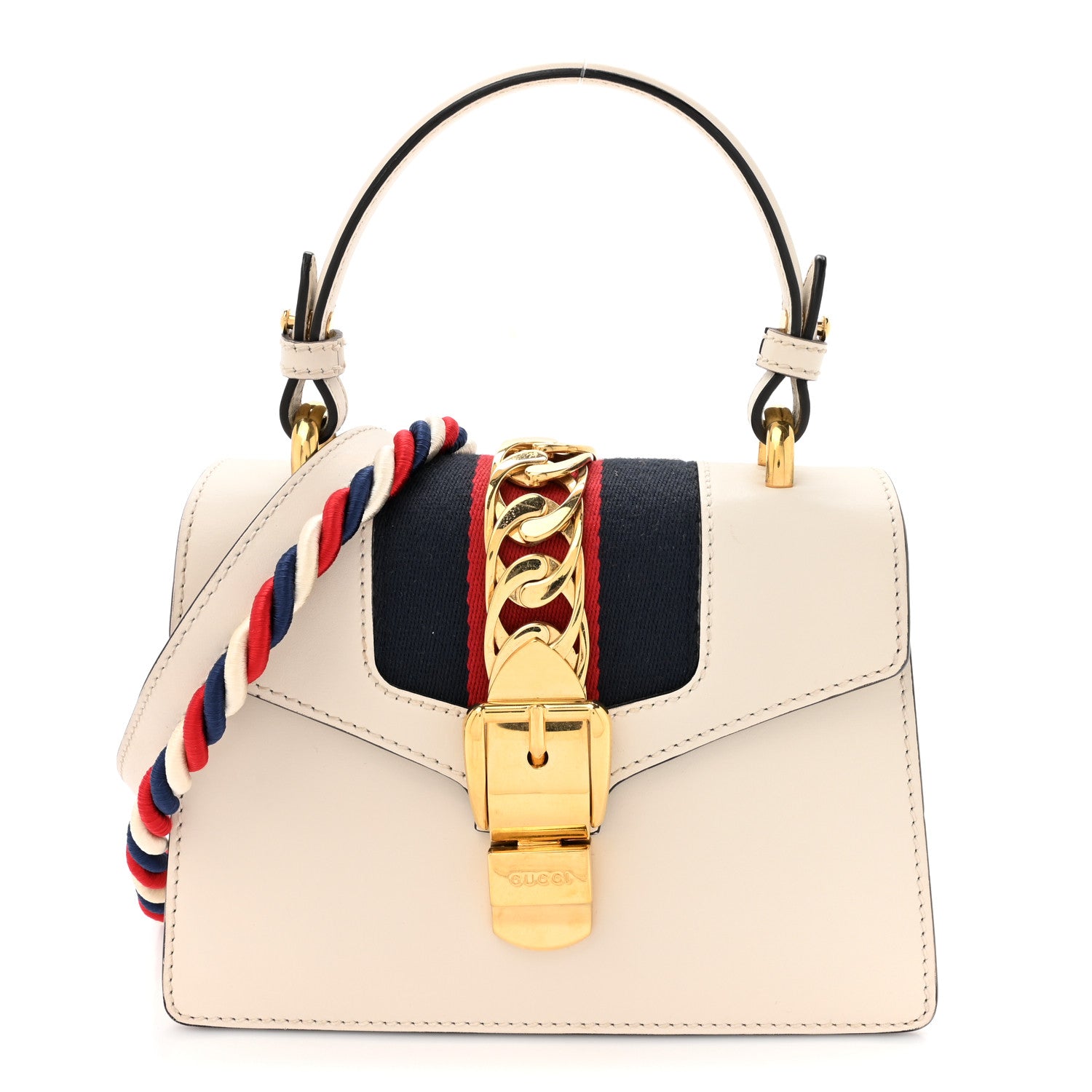Gucci Calfskin Mini Sylvie Top Handle Bag White 1 of 16