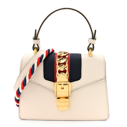 Gucci Calfskin Mini Sylvie Top Handle Bag White 1 of 16