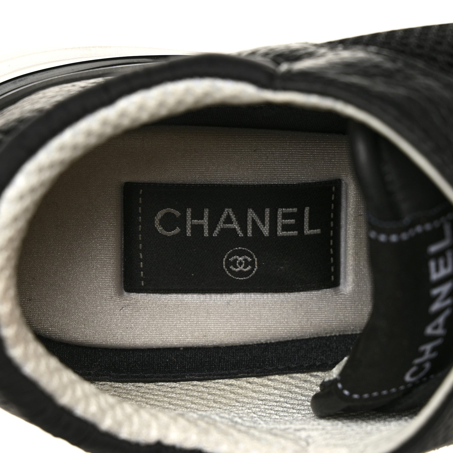 Chanel Calfskin Mesh Lycra Suede Womens Logo Sneakers 41 Black 8 of 9