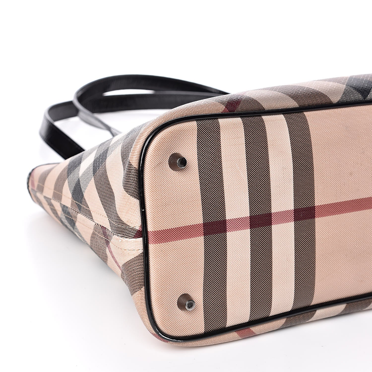 Burberry Patent Trim Nova Check Shopper Tote Black 9 of 14