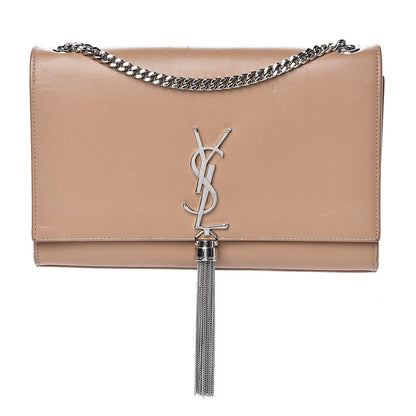 Saint Laurent Smooth Calfskin Medium Classic Monogram Kate Tassel Satchel Dark Beige 1 of 21