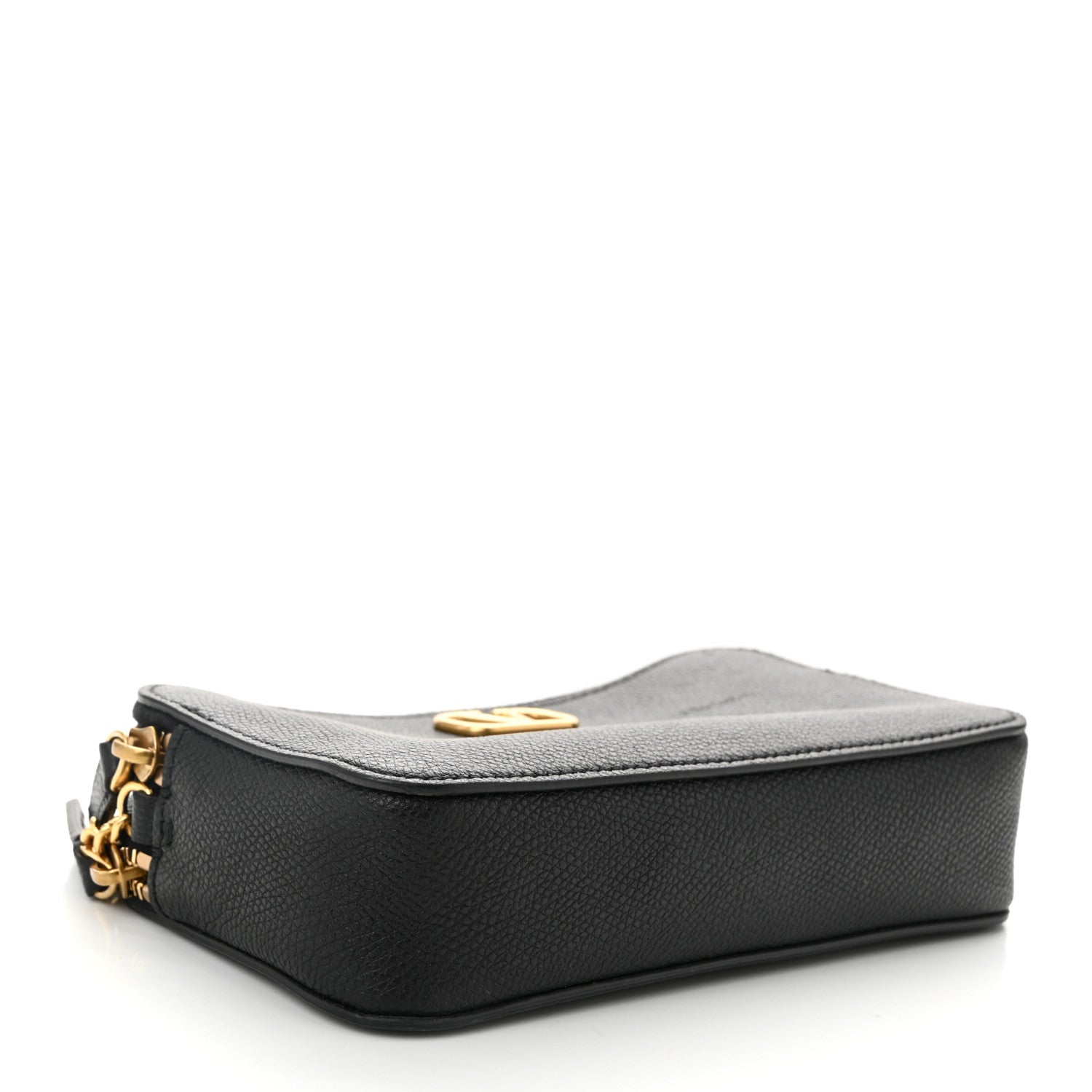 Valentino Garavani Grainy Calfskin VLogo Double Zip Camera Crossbody Bag Black 4 of 12