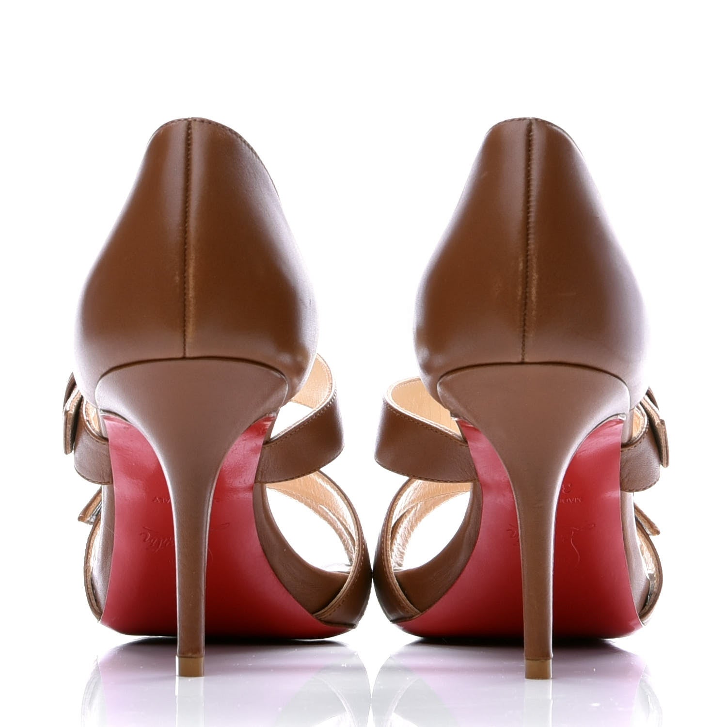 Christian Louboutin Nappa Open Toe Buckle 85 Sandals 38.5 Safari 5 of 9