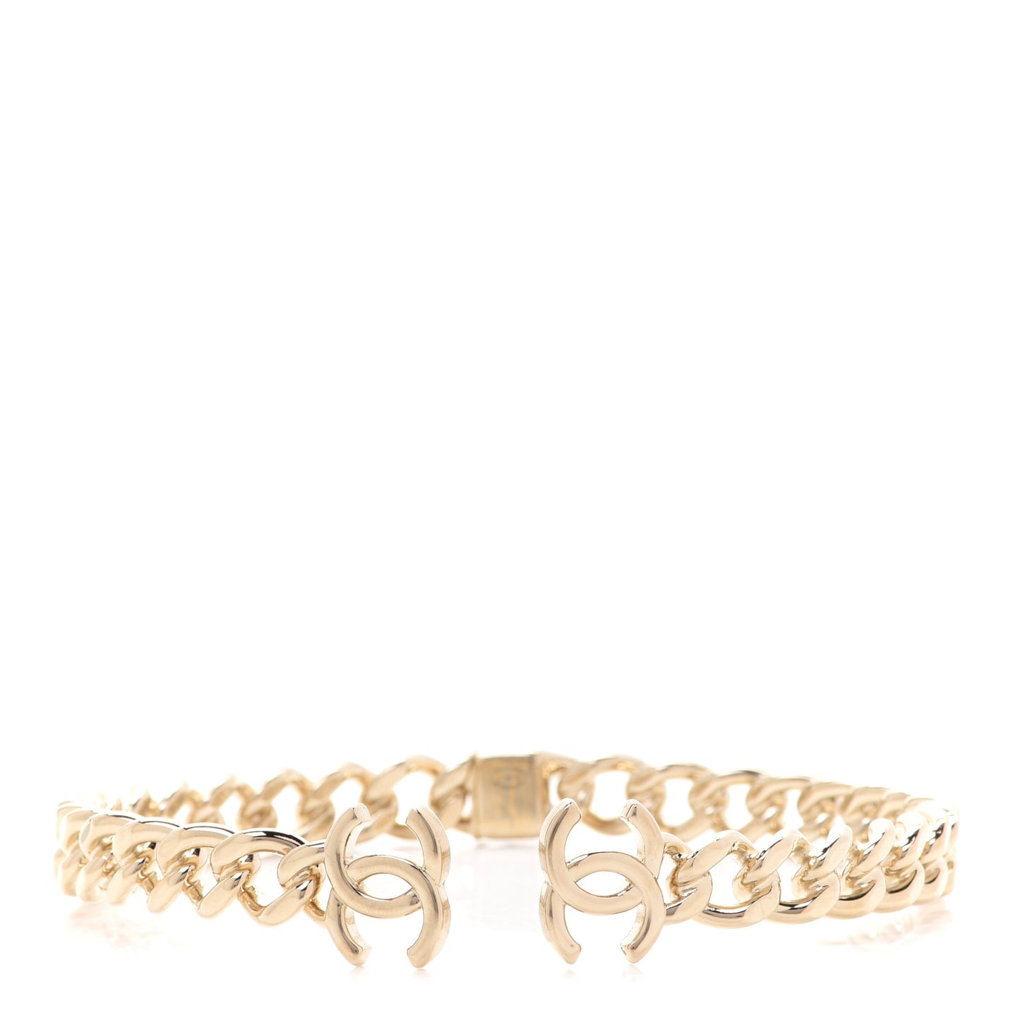 Metal CC Chain Link Choker Necklace L Gold