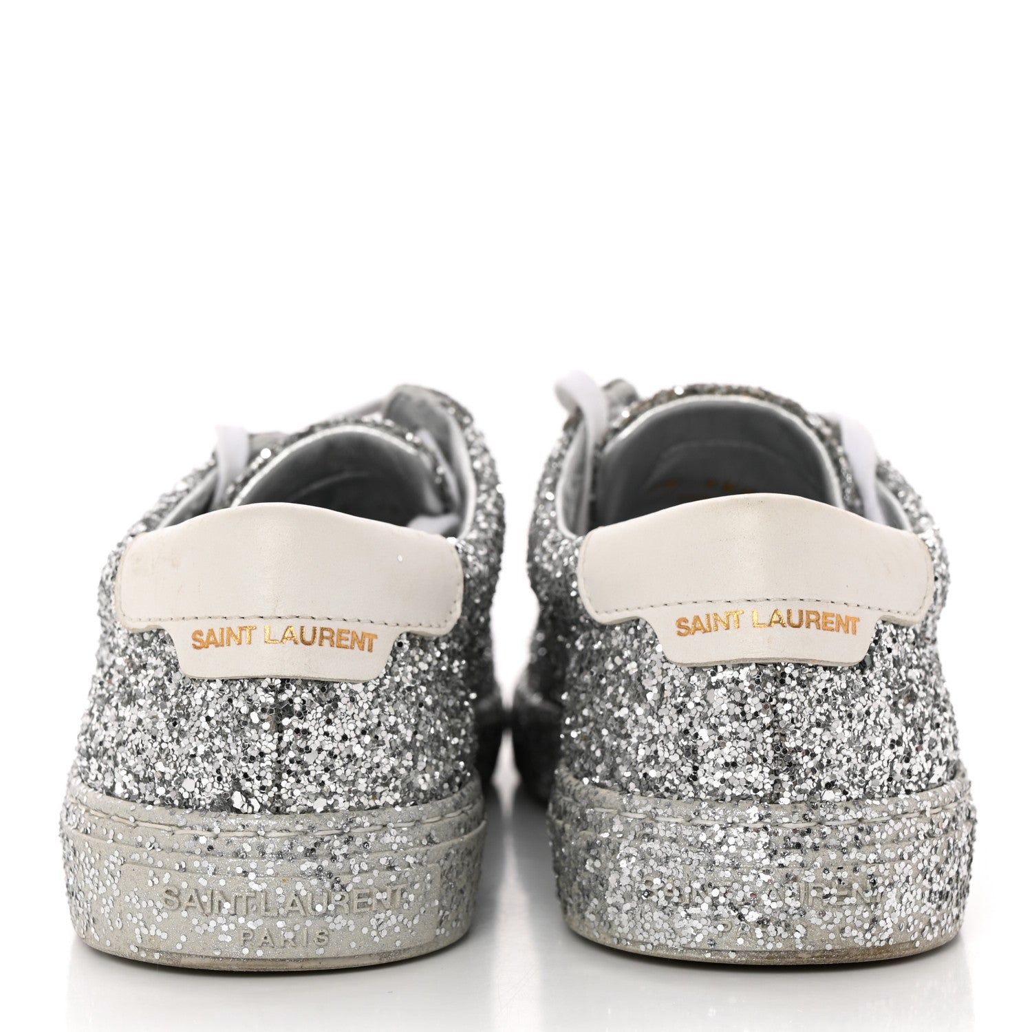 Saint Laurent Calfskin Crystal Glitter Andy Sneakers 36 Silver 5 of 12