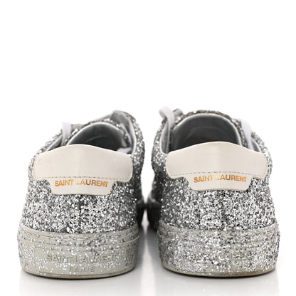 Saint Laurent Calfskin Crystal Glitter Andy Sneakers 36 Silver 5 of 12