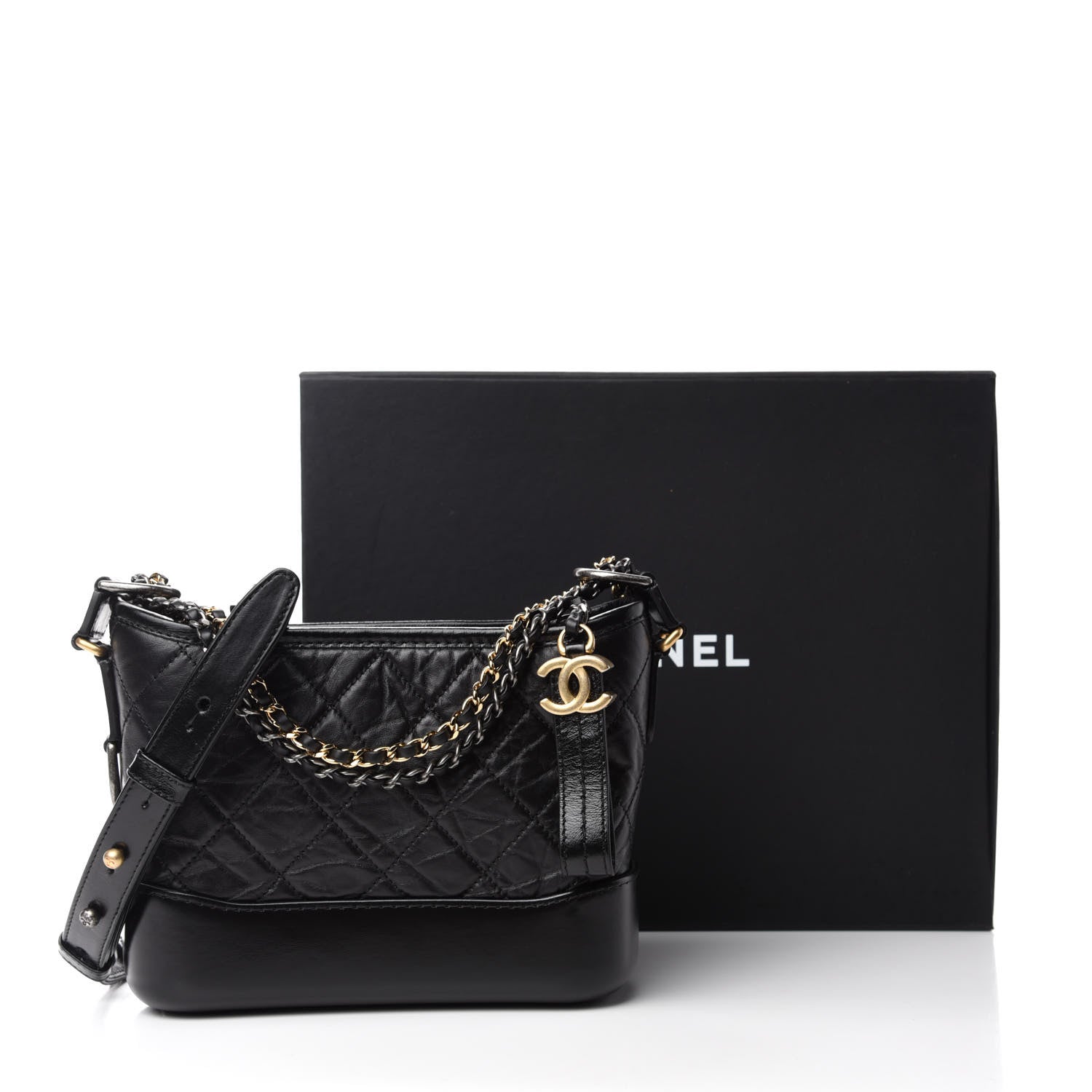 Chanel Aged Calfskin Quilted Small Gabrielle Hobo Black 11 of 11