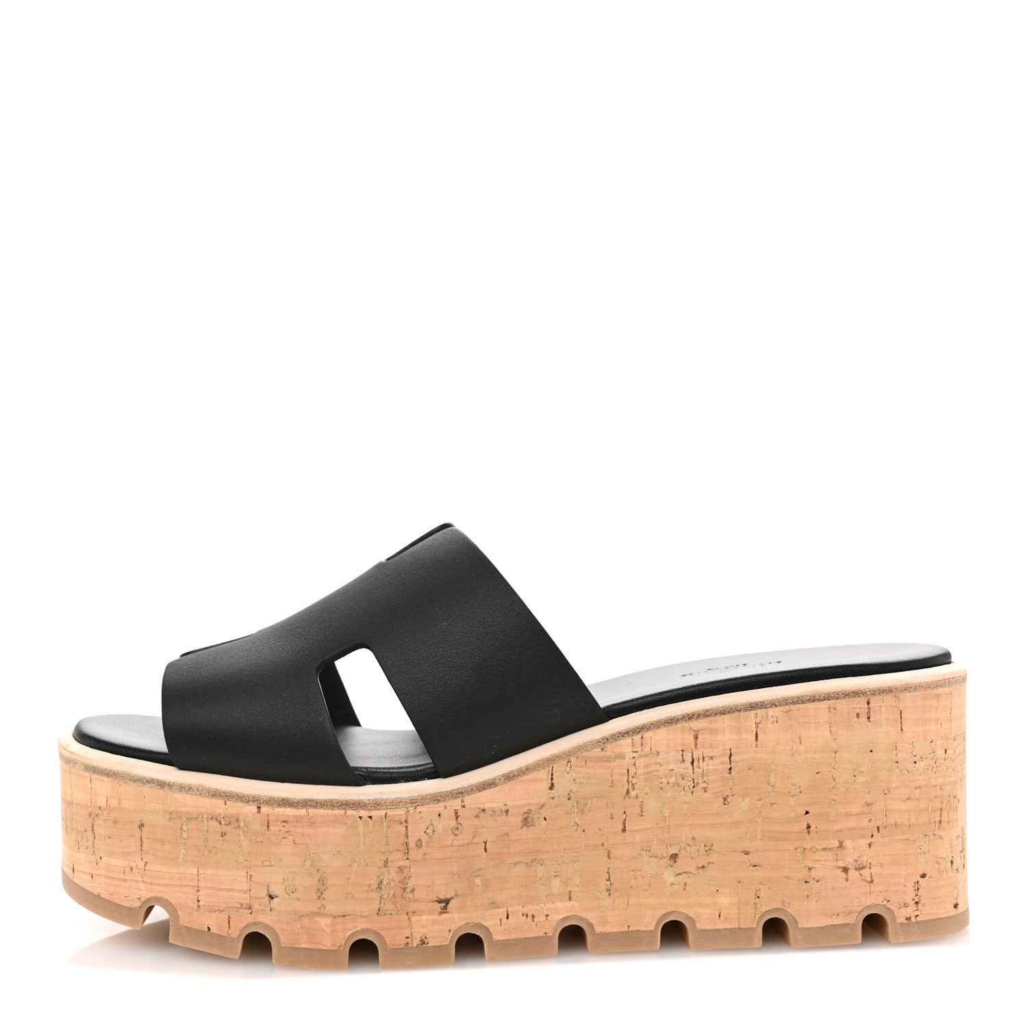 Hermes Calfskin Cork Eze 30 Sandals 38 Black 1 of 10