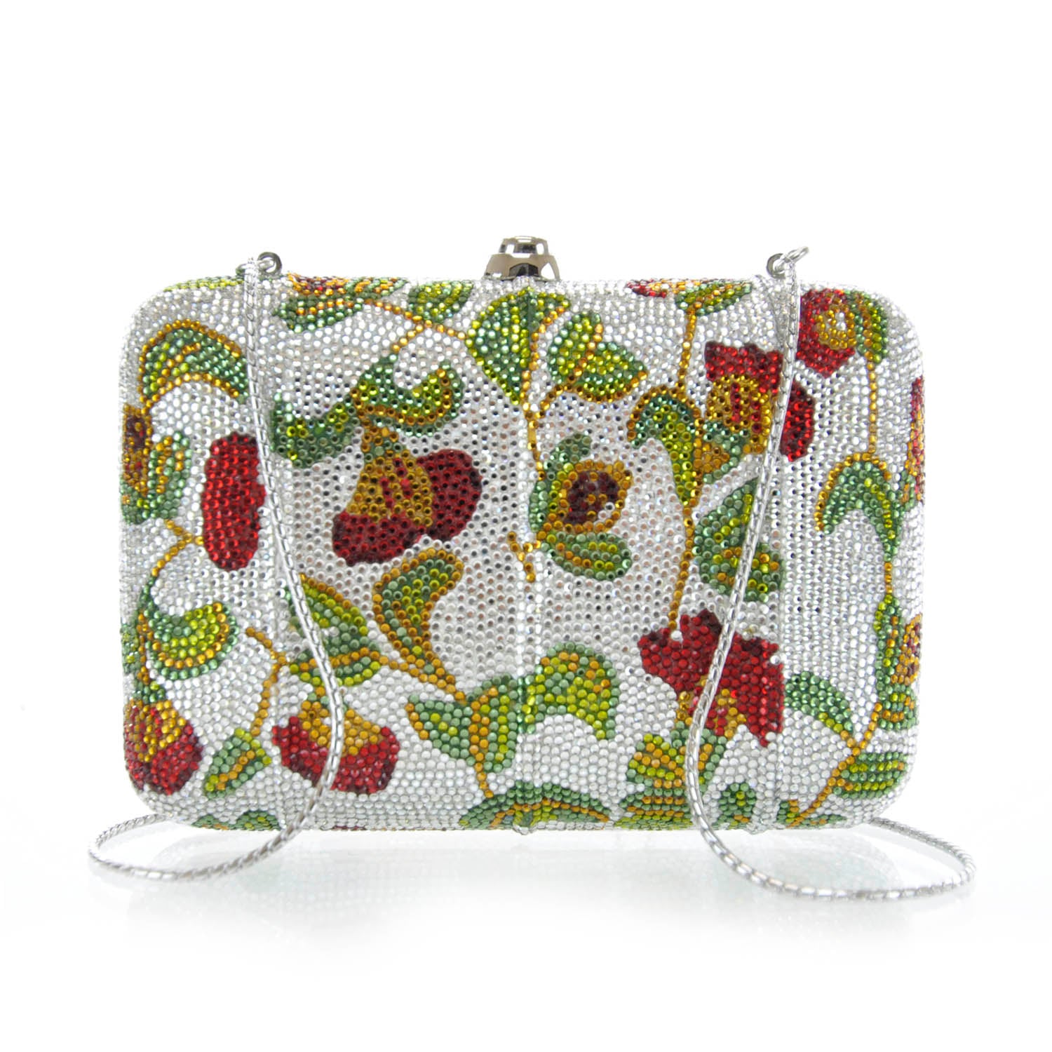 Judith Leiber Crystal Floral Minaudiere Clutch 1 of 7