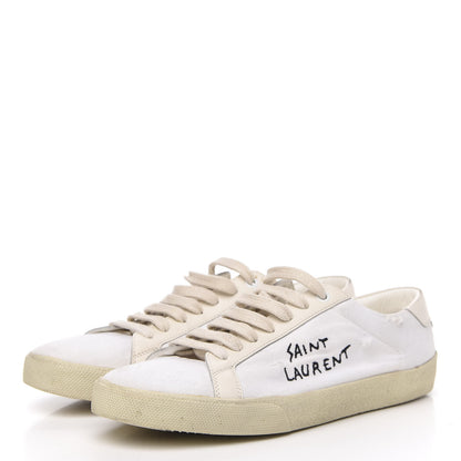 Saint Laurent Distressed Canvas Court Classic Sneakers 40 White 3 of 10