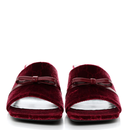 Gucci New Velvet Ashmir Regent Calfskin GG Monogram Square Toe Bow 45mm Slide Sandals 39 Red Grape 2 of 9