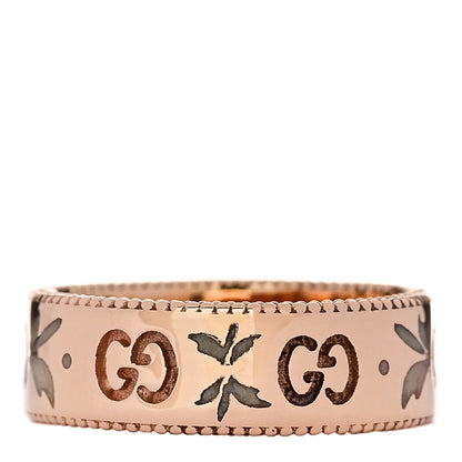 Gucci 18K Rose Gold Enamel 6mm Icon Blooms Ring 50 5.5 3 of 6