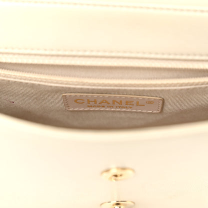 Chanel Sheepskin Chevron Quilted Medium Vintage Mademoiselle Flap White 6 of 11