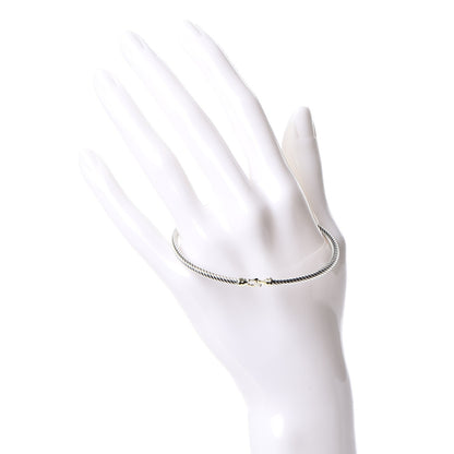 David Yurman Sterling Silver 18K Yellow Gold 3mm Cable Buckle Bracelet 2 of 4