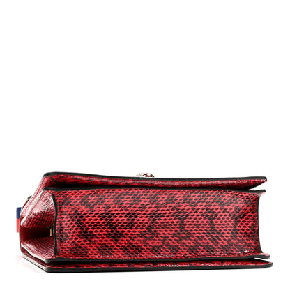 Gucci Snakeskin Sylvie Web Small Queen Margaret Top Handle Bag Red 4 of 10