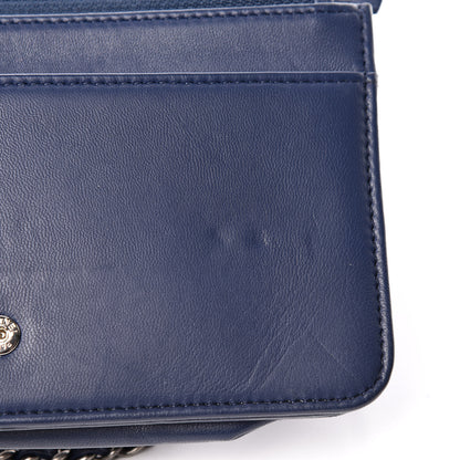 Chanel Lambskin Quilted Wallet On Chain WOC Navy Black 13 of 14