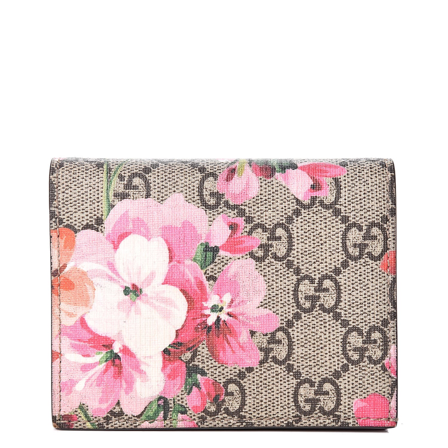 Gucci GG Supreme Monogram Blooms Card Case Beige Multicolor Dry Rose 1 of 8