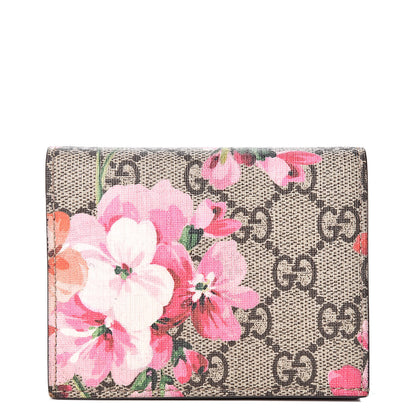 Gucci GG Supreme Monogram Blooms Card Case Beige Multicolor Dry Rose 1 of 8