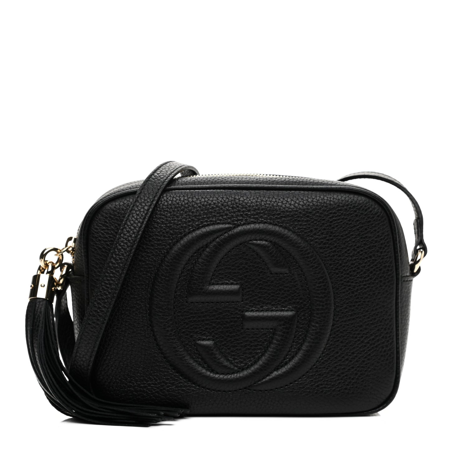 Pebbled Calfskin Small Soho Disco Bag Black