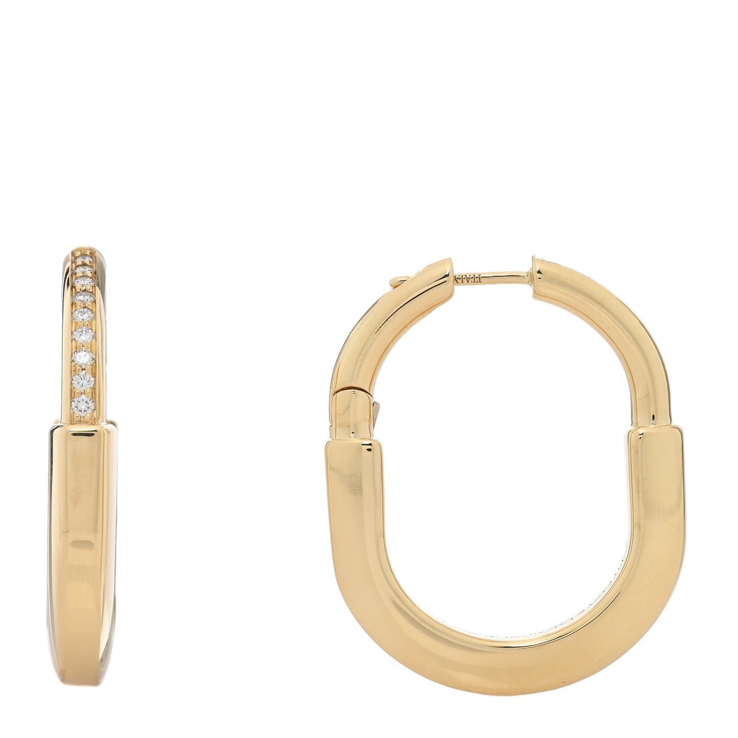 18K Yellow Gold Diamond Medium Lock Earrings