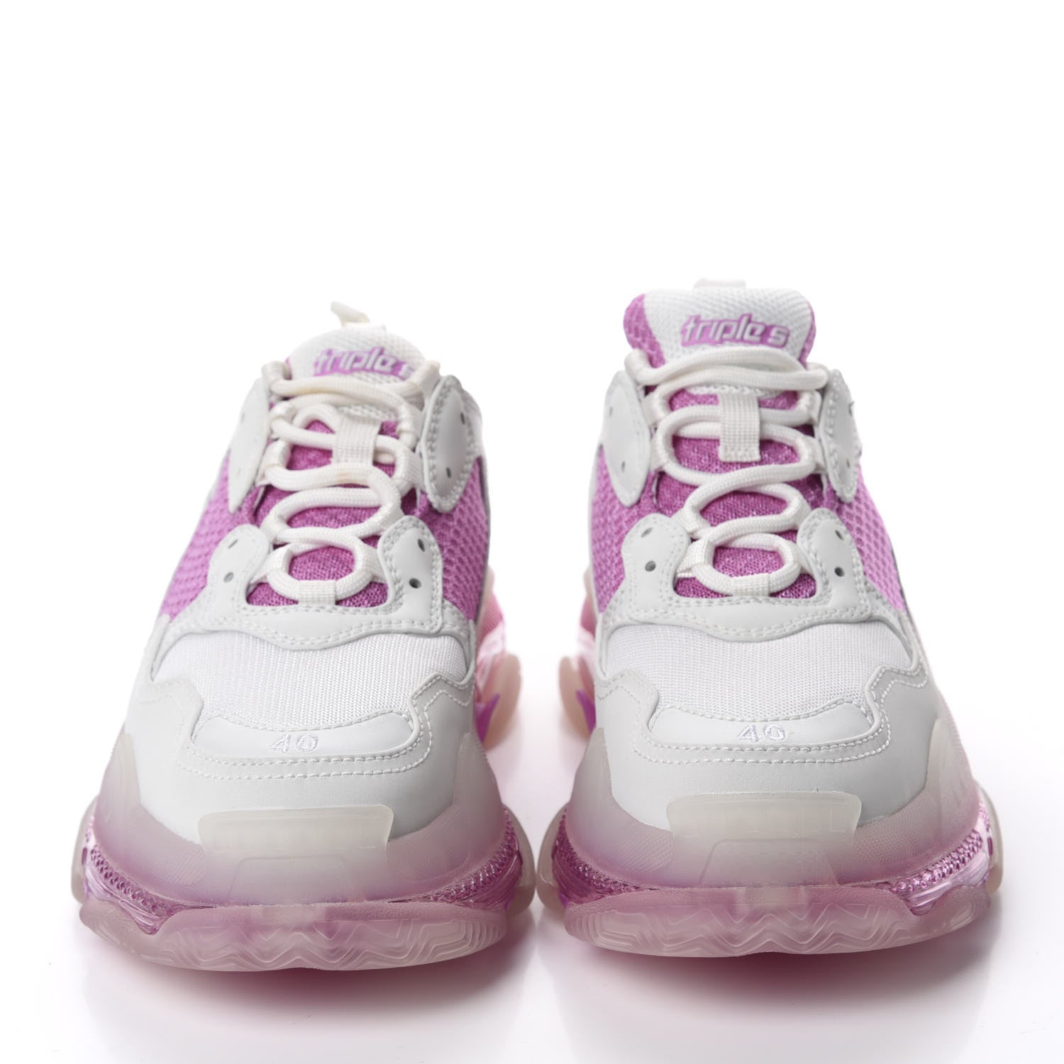 Balenciaga Fabric Mesh Clear Sole Womens Triple S Sneakers 40 White Pink 2 of 8