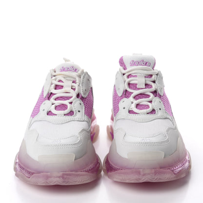 Balenciaga Fabric Mesh Clear Sole Womens Triple S Sneakers 40 White Pink 2 of 8