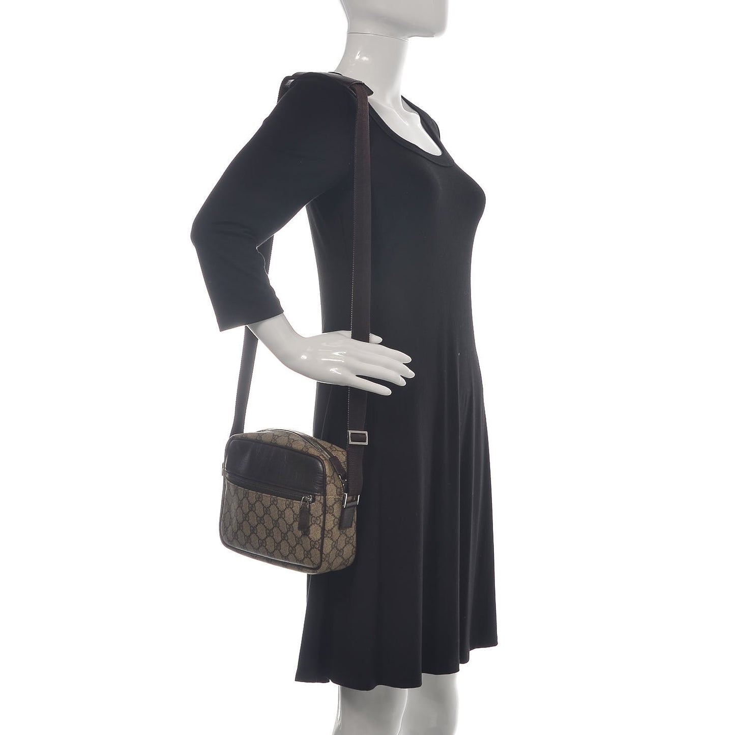 GG Plus Monogram Shoulder Bag Dark Brown