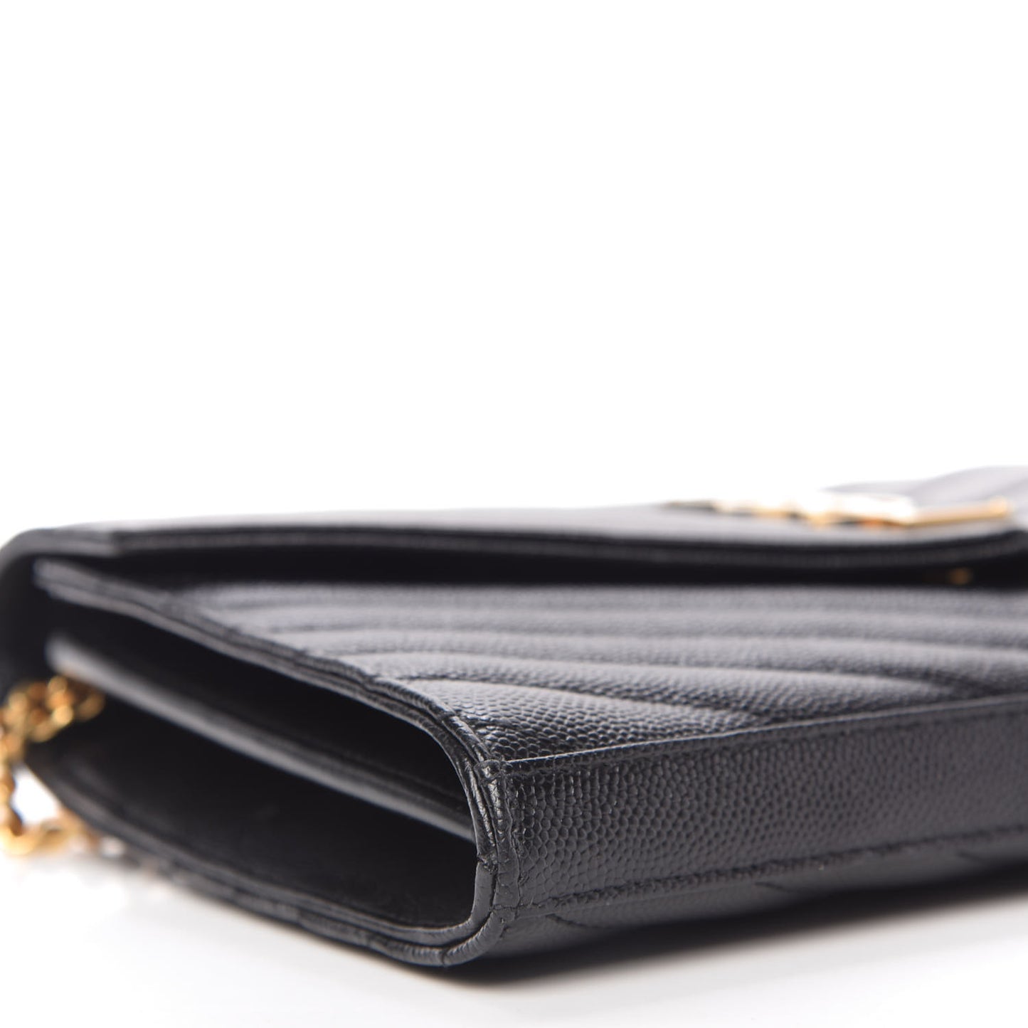 Grain De Poudre Matelasse Chevron Monogram Chain Wallet Black