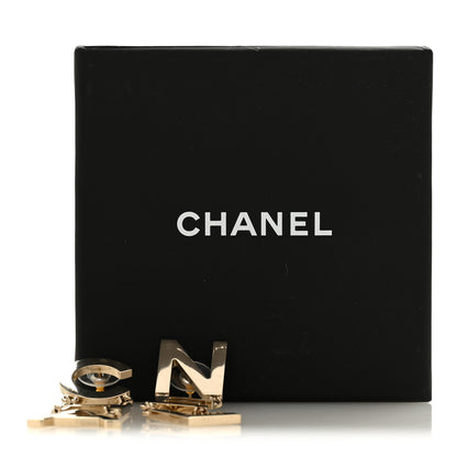 Chanel Metal Cha-Nel Logo Drop Earrings Gold 5 of 5