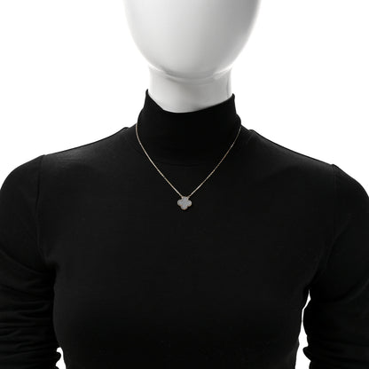 Van Cleef & Arpels 18K Yellow Gold Black Onyx Vintage Alhambra Pendant Necklace 2 of 7
