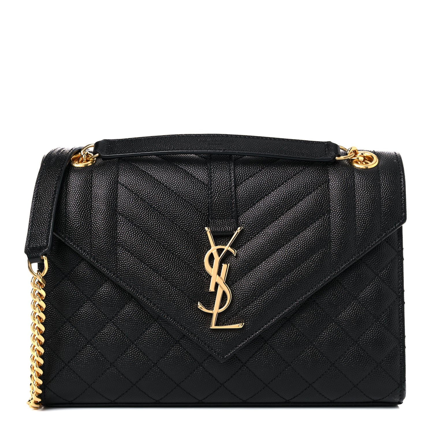 Saint Laurent Grain De Poudre Textured Mixed Matelasse Triquilt Medium Monogram Satchel Black 1 of 8