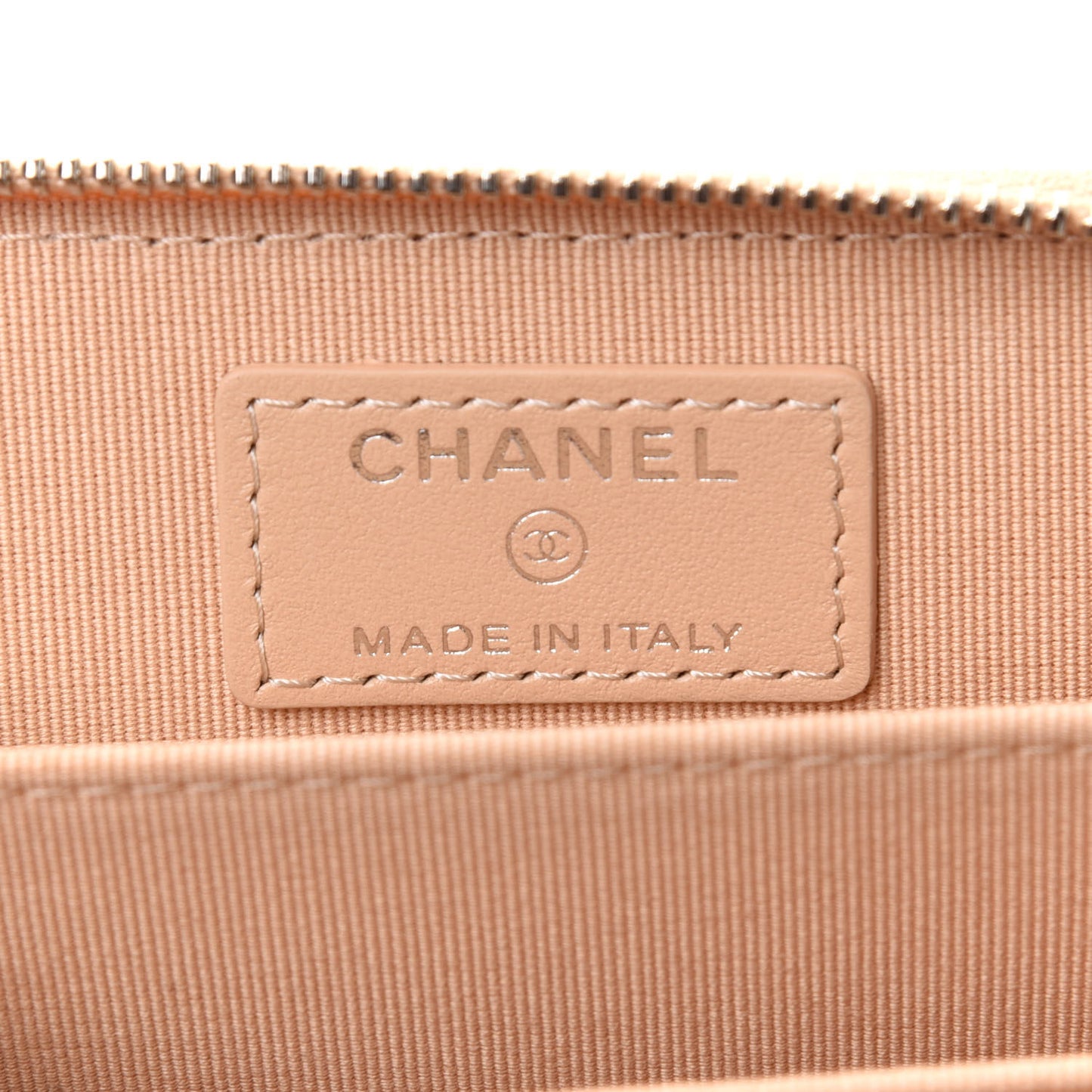 Caviar Quilted Zip Around Coin Purse Beige