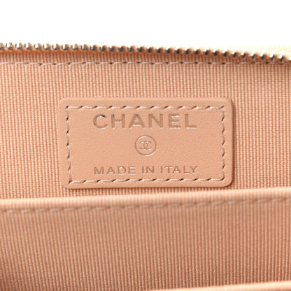 Chanel Caviar Quilted Zip Around Coin Purse Beige 6 of 9